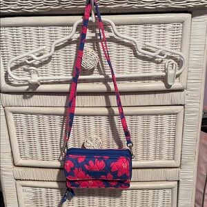 Vera Bradley Pink and Navy Floral Crossbody Bag